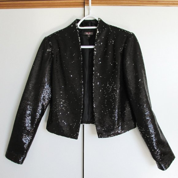 GDM Paris Black Sequin Open Crop Jacket - Picture 1 of 10
